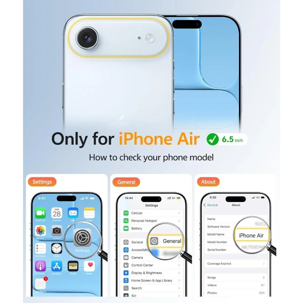 iPhone Air Case Magnetic Full Covered Camera Screen Protector Shockproof Blue